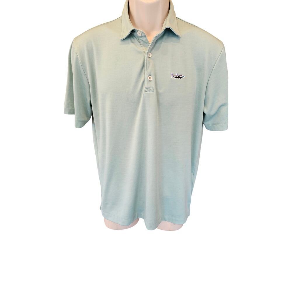 Patagonia Trout Fitz blue stretch comfort knit polo men's small everyday casual